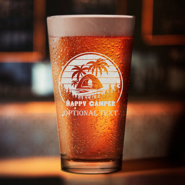 Happy Camper Beer Glass | Custom Camping Beer Glasses